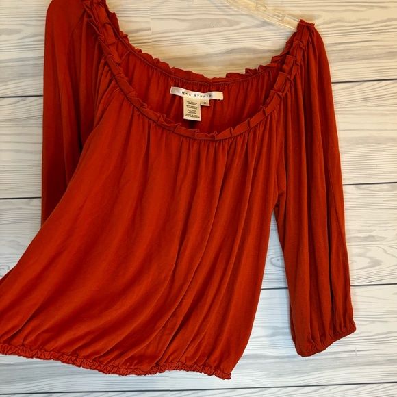 MAX STUDIO Fun Flirty Boho off the shoulder top - Size Medium - Burnt Orange - Picture 3 of 8